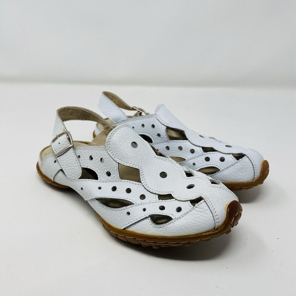 Berne Mev Sandals Women's 36 5 White Jerry Bernie Slingback Genuine Leather
